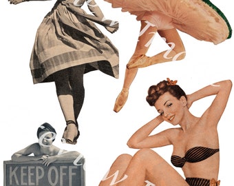 Vintage Women Illustrations (Set 1), Collage Stock Photo, Journaling, Printable Collage Sheet, Digital Download