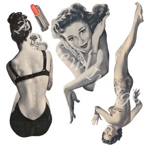Vintage Women Illustrations (Set 2), Vintage Image, Collage Stock Photo, Journaling, Printable Collage Sheet, Digital Download