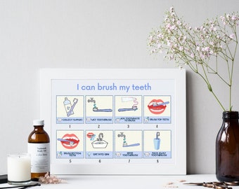 Printable BRUSHING TEETH Visual Schedule - Picture Sequence Behaviour ...