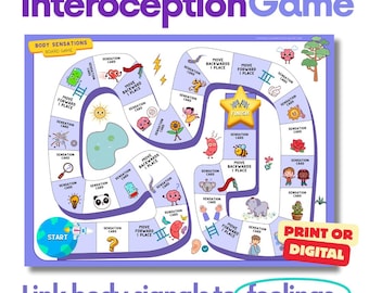Juego de mesa de interocepción - Actividades de aprendizaje socioemocional para la regulación emocional - Señales corporales - Descarga digital