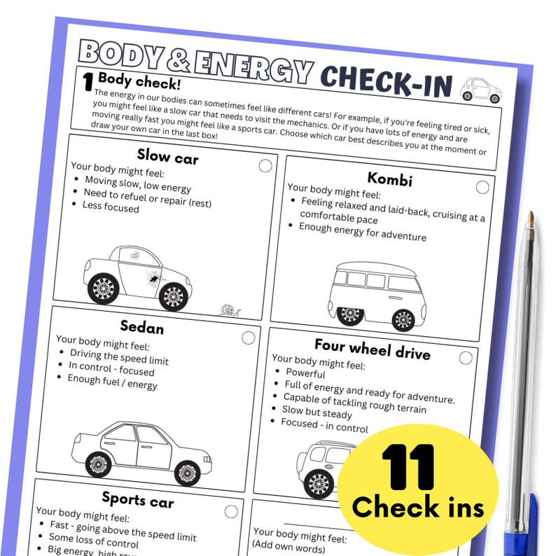Daily Energy Check-in Toolkit: SEL Interoception Activities (printable ...