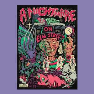 A Nightmare on Elm Street - Poster Print - Freddy Krueger Wes Craven  Robert Englund Heather Langenkamp  80s horror jason voorhees slasher
