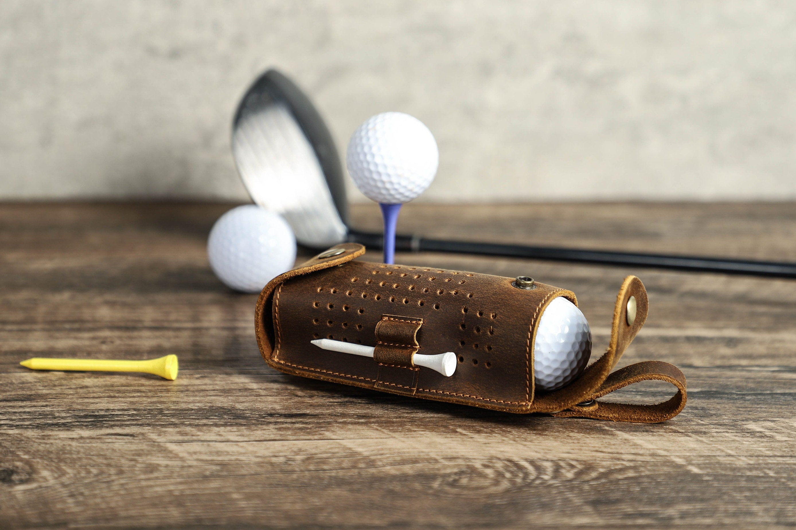 Personalisierte Hand gemacht Leder Golfball Halter Doppel,  kundenspezifische Golftasche, Golfball Tasche, Golfball Fall, Golfball  Pouch, Leder Golf Pouch - .de