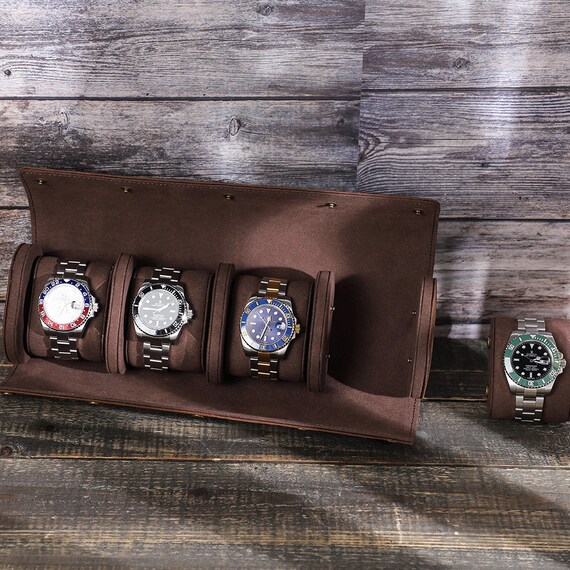 Leather Watch Box 4 Watch Roll Case Rolex Travel Watch Case | Etsy