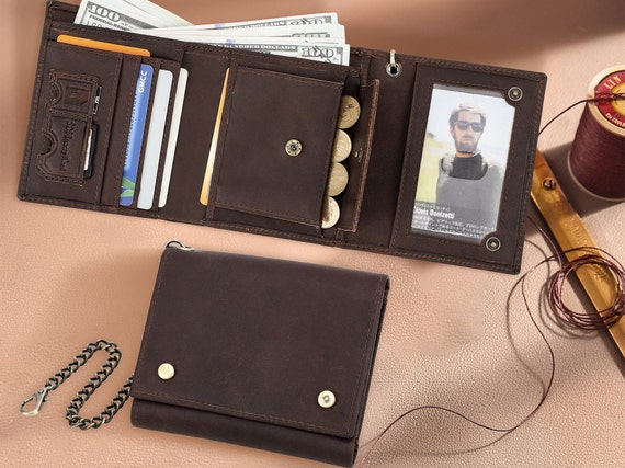 Cartera de cadena de para hombres carteras cortas Etsy España