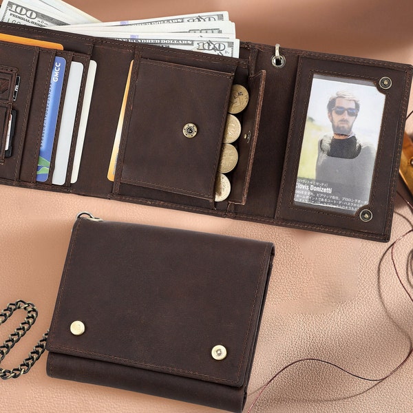 Leather Wallet Chain Etsy