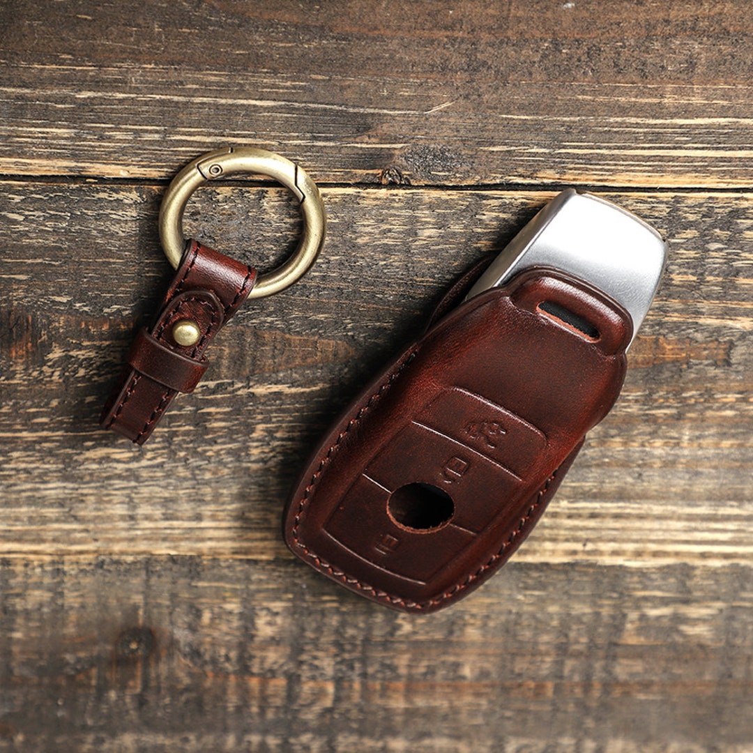 Shiny TPU Leather Mercedes Keychain Strap Cover For Mercedes Benz