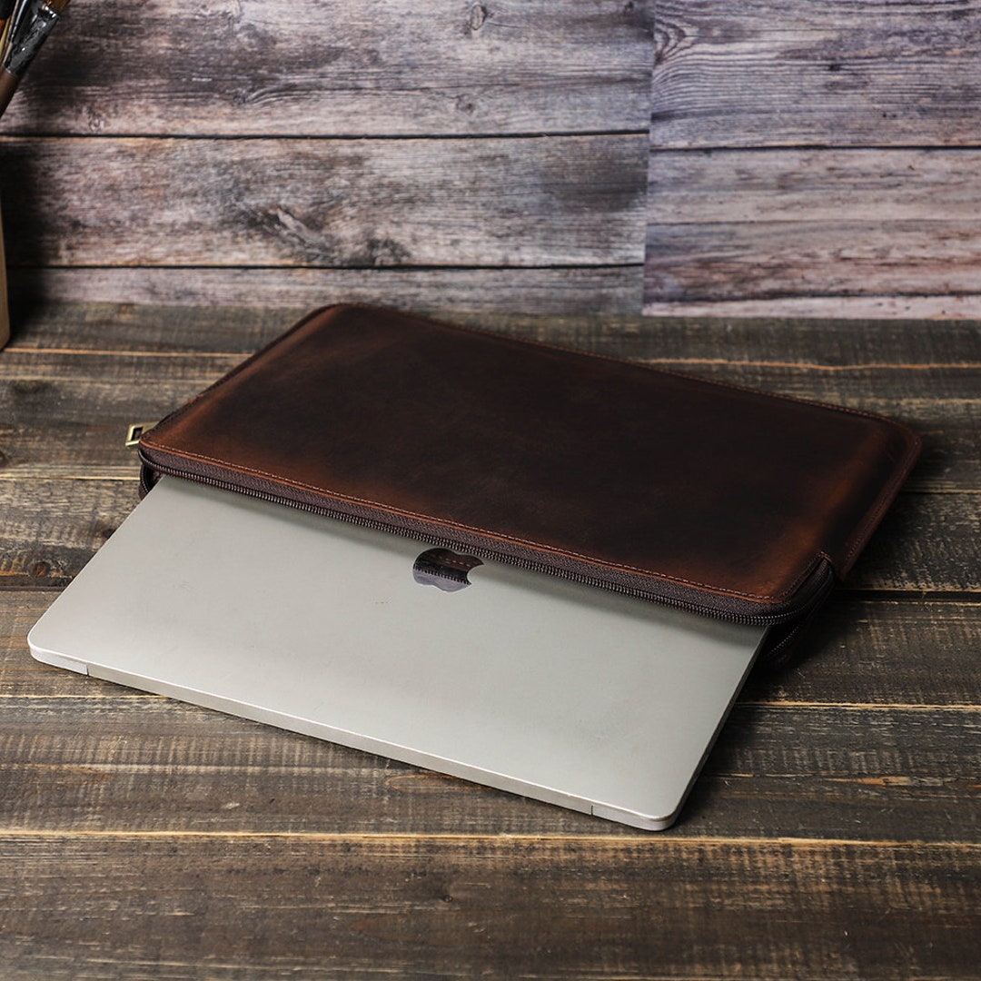 Leather Zipper Laptop Bag 13 14 15 Inch 13 Inch Laptop Etsy
