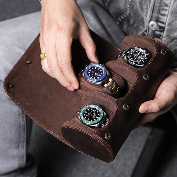 Estuche de viaje para un solo reloj: organizador de caja de reloj portátil,  1 ranura para hombres y mujeres, se adapta a todos los relojes de pulsera