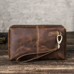 Men's Leather Clutch Bag, Leather Clutch Bag Big, Cowhide Clutch