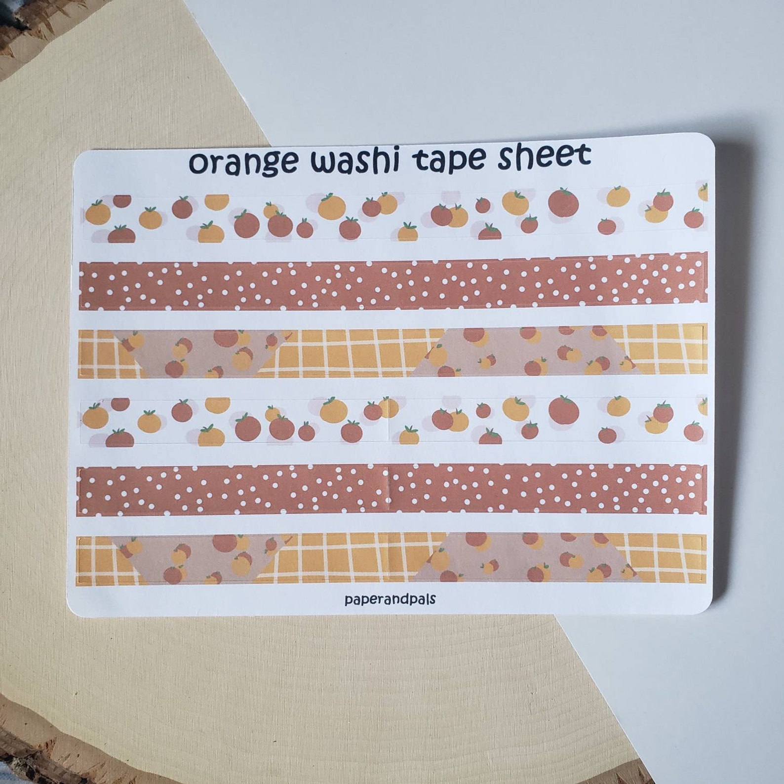 Orange Washi Tape Sheet Washi Tape Removable Sticker Sheet Etsy