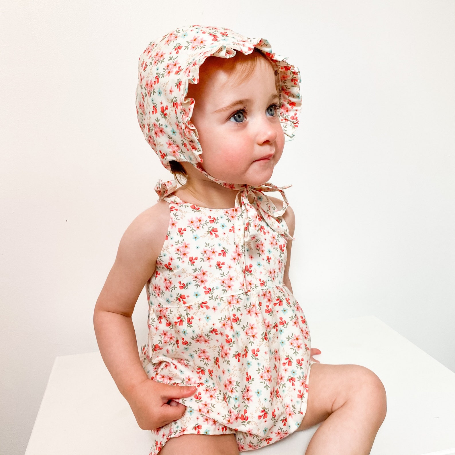 Floral summer sun hat frill trim baby girl Etsy