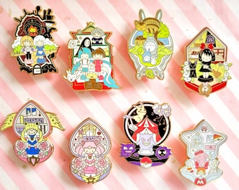 Mini Homes Hard Enamel Pin, Polly Pocket Dyed Metal Epoxy Enamel Pin, Bathhouse, Anime, Kirby, Sailor Moon Pastel Pins