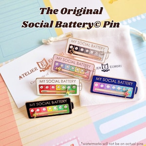 The Original Social Battery Sliding Enamel Pin, Interactive Enamel Pins, Viral Tiktok Meme, Mental Health, Gift for Introverts