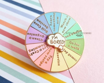 I&#39;m Bored Spinning Enamel Pin, Interactive Enamel Pins, Funny Christmas Gag Gift for Best Friend, ADHD Fidget Toy, For the Easily Bored