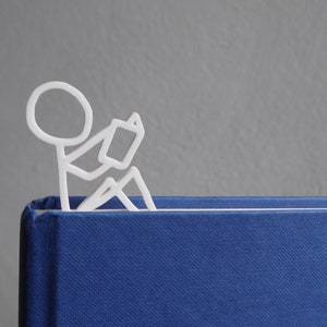 Marcapáginas con forma de persona de palo - Lector - Amante de los libros - Escuela - Universidad - Regalo para buzón - Cualquier ocasión - Pequeño y considerado - Compañero de trabajo