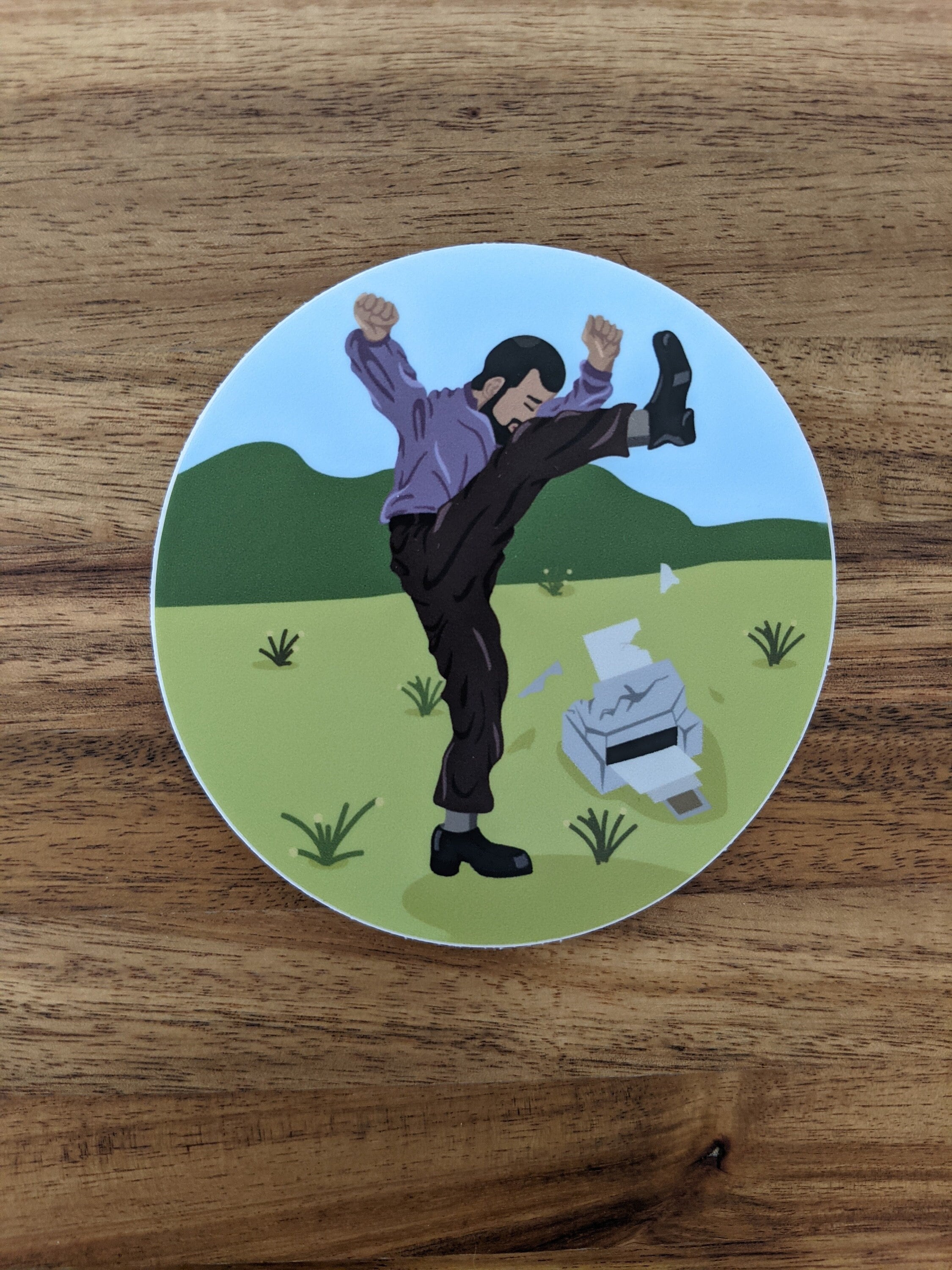 Office Space Smashing Printer Vinyl Sticker. Samir Laptop, Waterbottle