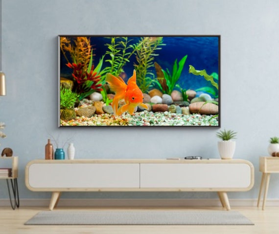 Samsung Frame Tv Art Waterless Fish Tank On Frame Tv Gold Etsy