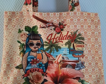 Beach bag, shopper "Girl Power" made from 100% cotton canvas or as a panel