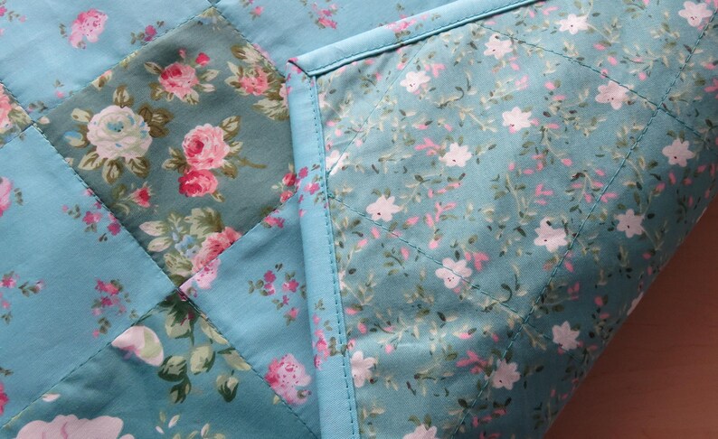 Patchwork tafelloper, rechthoekig, 39 x 103 cm, handgemaakt, uniek stuk afbeelding 9