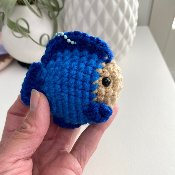 Blue Fish Crochet Keychain, Kawaii Amigurumi Plush Keychain, Gift for Pet Lover