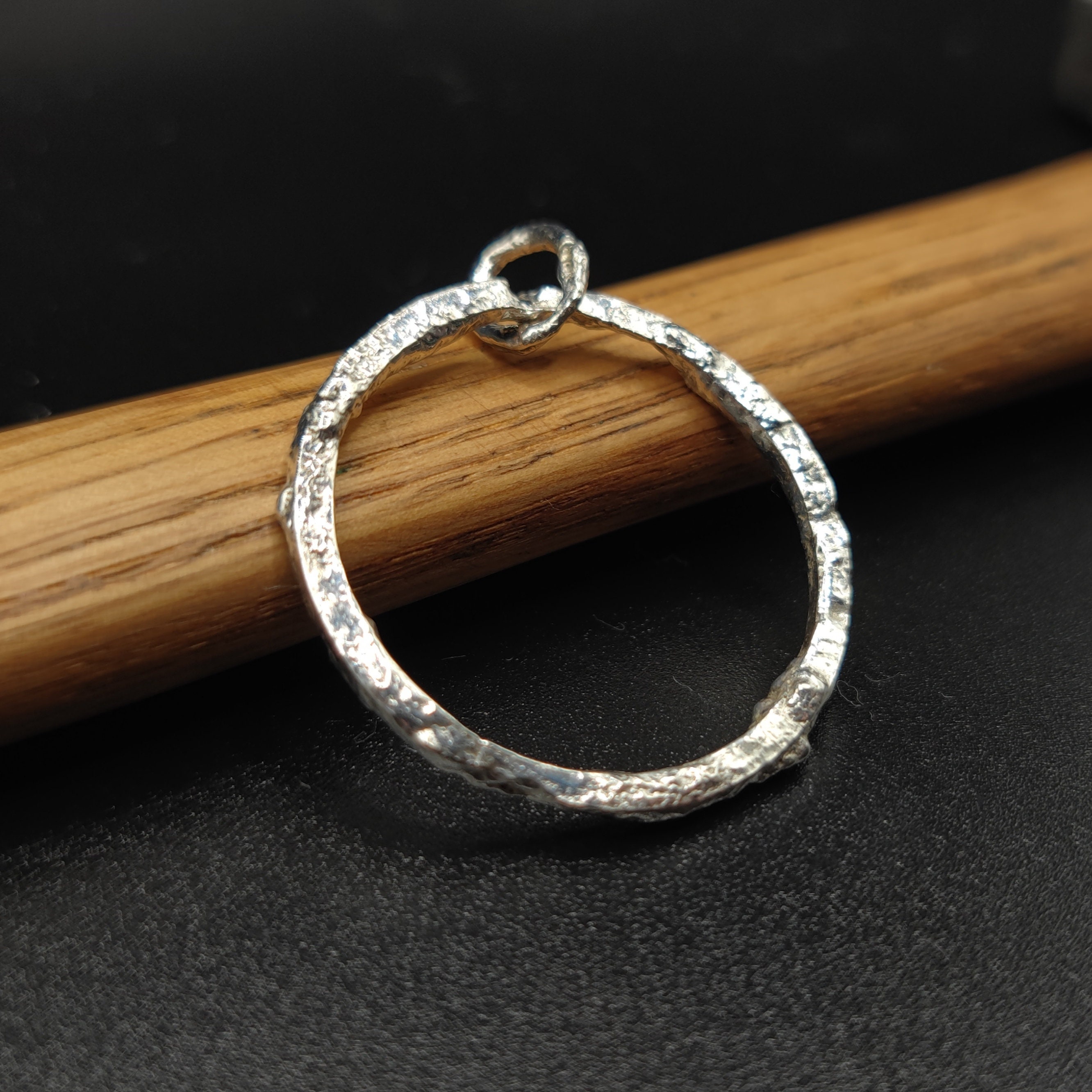 Retikulierte 925 Sterling Silber Fidget Spinner Ring Halskette Einzigartige & wunderbare Geschenk Schmuck