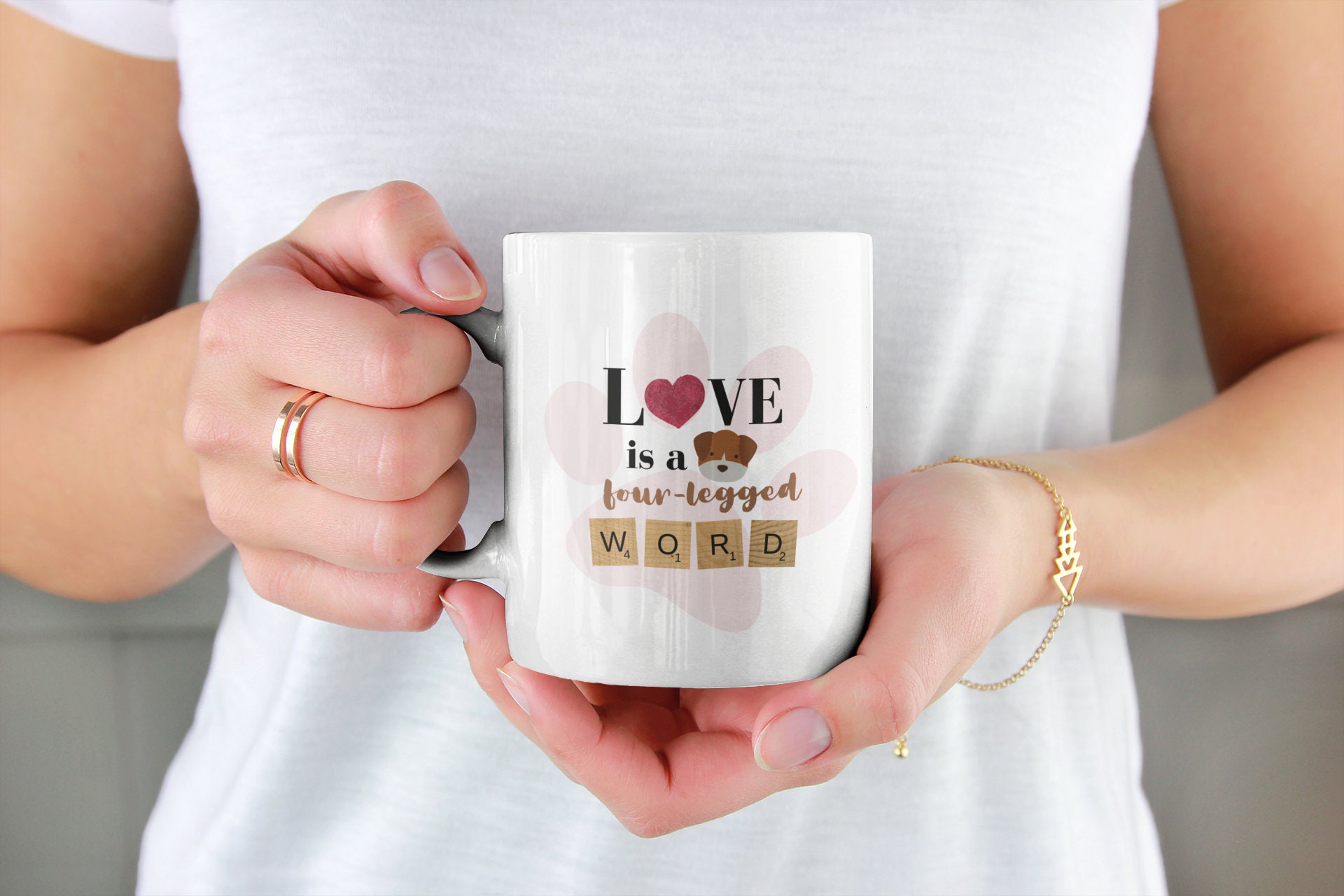 Details about   LOVE IS A FOUR-LEGGED WORD LARGE 16oz Coffee Tea Mug Dog GREAT GIFT NICE MUG !! 