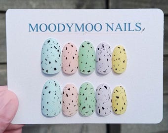 Speckled Mini Egg Press On Nails: Pastel Easter False Nails