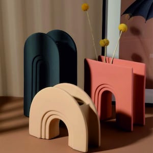 Modern Arch Vase Set of 3 3D STL Files, 3D Vase Print Files