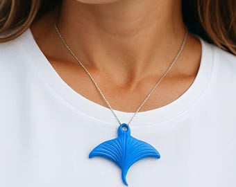 Manta Ray Pendant 3D Print File, Ocean Theme Necklace STL Model, 3D Jewelry Print STL Files