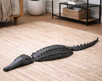 STL déco crocodile, art moderne au sol en alligator, sculpture animalière imprimable en 3D, fichier numérique