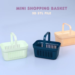 Mini Shopping Basket 3D STL Files, 3D Mini Shopping Cart Digital STL File for Desk Organizer