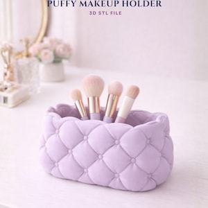Puffy Makeup Holder STL File, Brush Holder STL File 3D Printable Model, Vanity Storage Organizer
