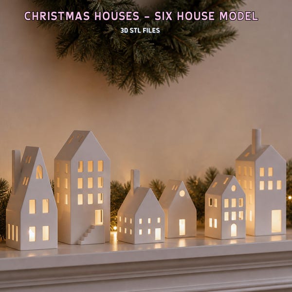 Christmas Houses Candle Holders Stl Files, 3D Xmas Decor