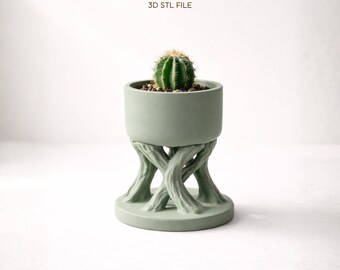 Tree Root Plant Pot STL File, Organic Sculpture Planter, 3D Printable Succulent Pot, Digital Download