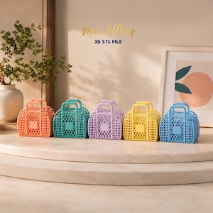 Mini Jellybag STL-Datei, Retro Korb Schlüsselbund 3D Druckdateien, niedliches Zubehör Design