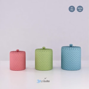 Knitted Storage Box 3D Stl File, Storage Organizer, Stl File 3d Printing, Storage 3D Print Files