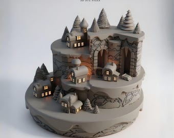File STL per stampa 3D di montagne innevate di Natale, file di stampa 3D di Natale, idea regalo per decorazioni natalizie