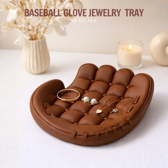 Baseball Glove Jewelry Tray STL File, Puffy Hand Tray, 3D Printable Vanity Organizer