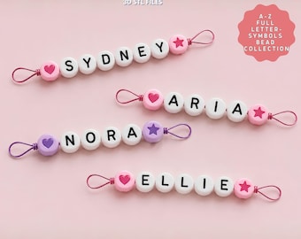 Custom Name Bead Charm STL Files, A-Z Name Letter Accessories, 3D Printable Digital Download