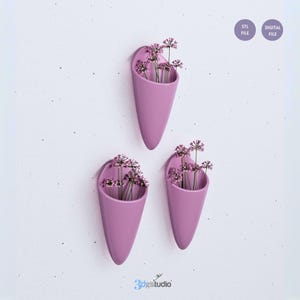 Cone Wall Planter 3D Stl File, 3D Wall Planter Printer Files, Stl Files for 3D Printers