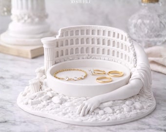 Roman Colosseum Jewelry Tray STL File, Sculpture 3D Printable Model, Trinket Dish Home Decor