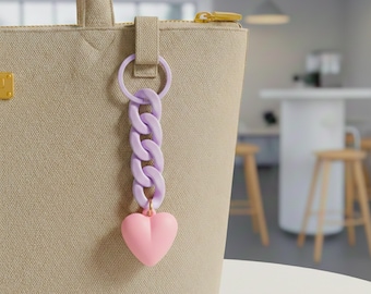 Heart Chain Bag Charm STL File, Keychain 3D Printable Models