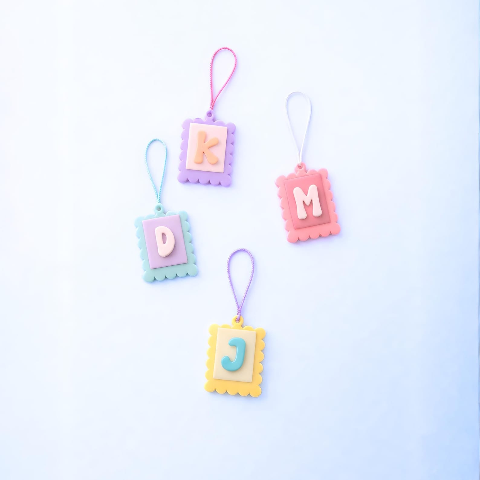 Mf Key Chain Initial Keychain 3D STL-MF Files, Scalloped Letter Bag Charm, 3D ...
