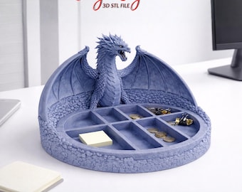 Dragon Organizer STL File, Fantasy Desk Tray, 3D Printable Office Storage, Dragon Decor Catchall Tray, Digital File
