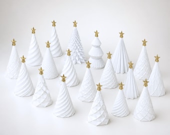 3D STL-bestanden van een kerstboom, kerstbundel met 20 bomen, kerstdecoratie