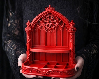 Gothic Vanity Organizer STL File, 3D Printable Vanity Tray and Shelf, Digital Download
