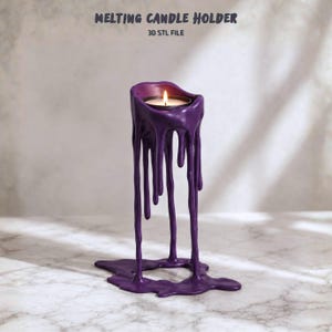 Melting Candle Holder 3D Stl File, Halloween Gothic Print Files
