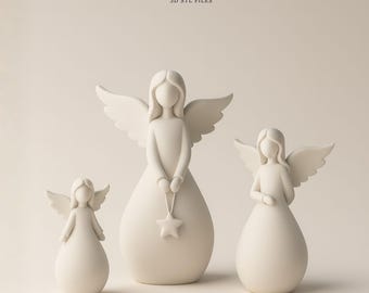 Scandinavian Angel Set 3D STL Files, Nordic Home Decor 3D Print Files