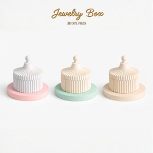 Jewelry Box Stl Files, 3D Printable Vanity Organizer, Round Jewellery Storage with Lid, Digital Download